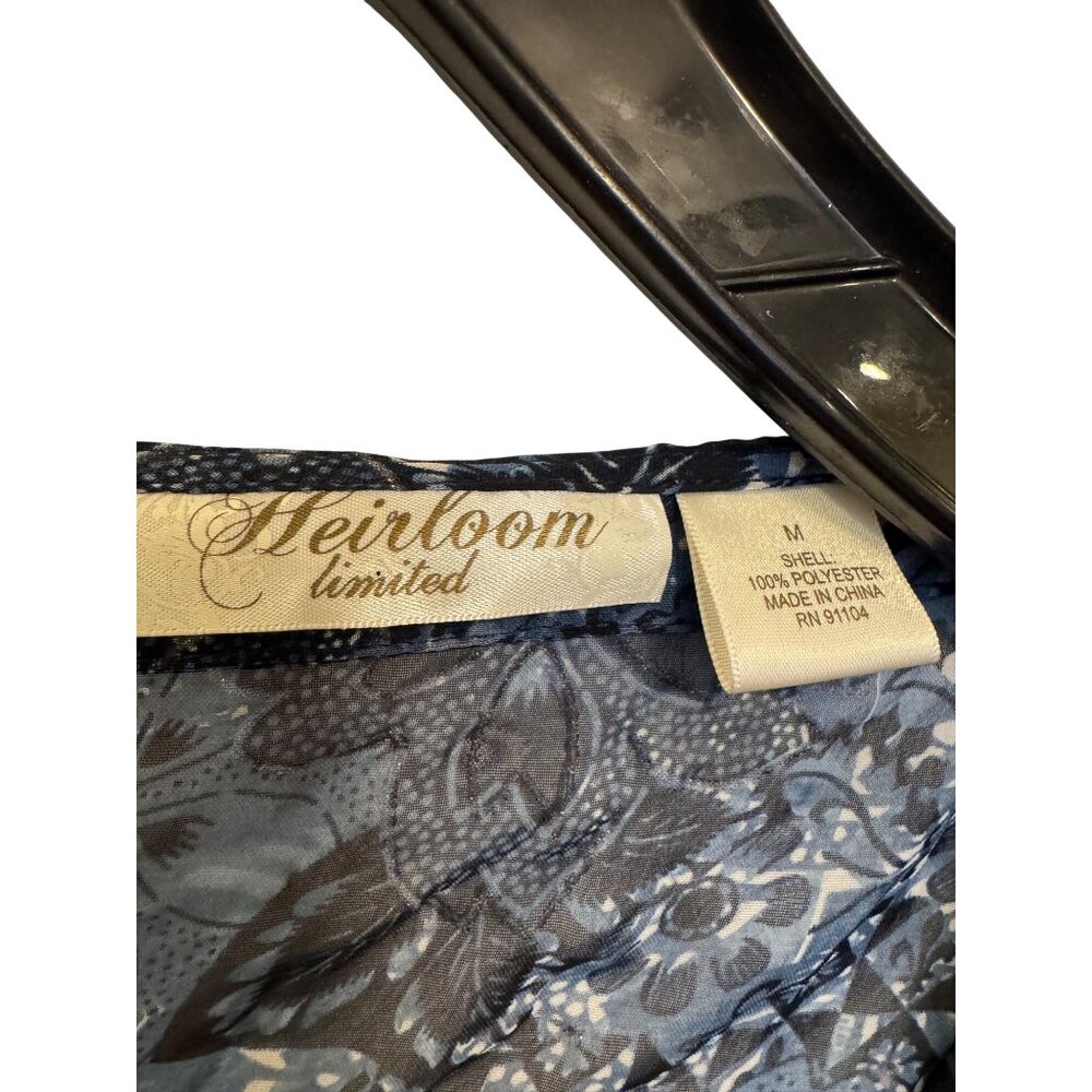 Heirloom Limited Womens Sheer Wrap Top With Intricate Blue Floral Print & Tie Wa - Picture 3 of 8